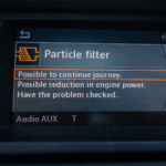 Particle filter information on a car screen