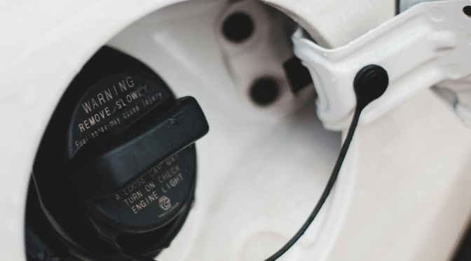 Fuel cap on a vehicle.