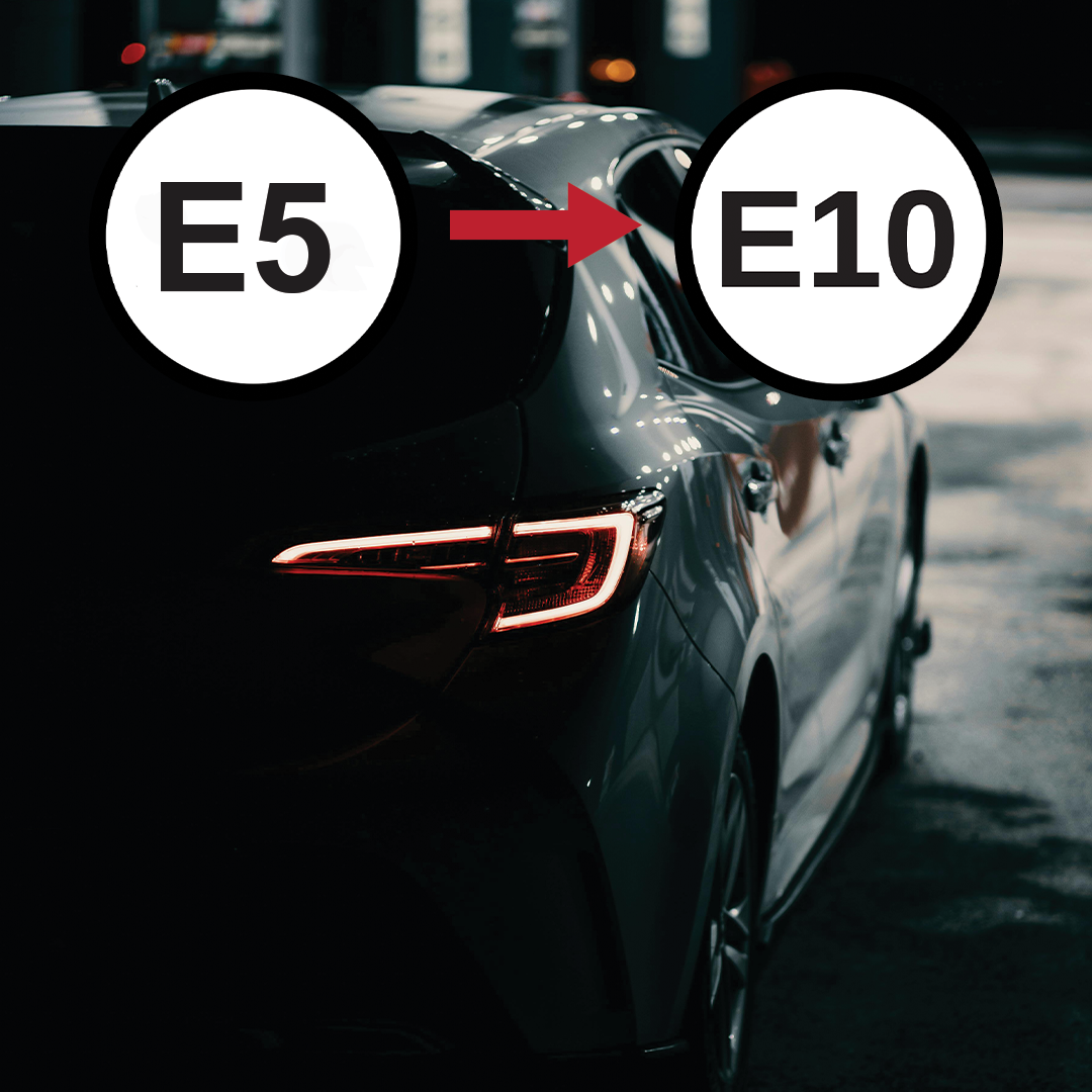 E5, E10. Dark picture of a car.